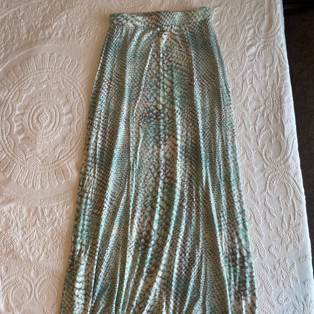 Tart maxi skirt, teal snake print, XS